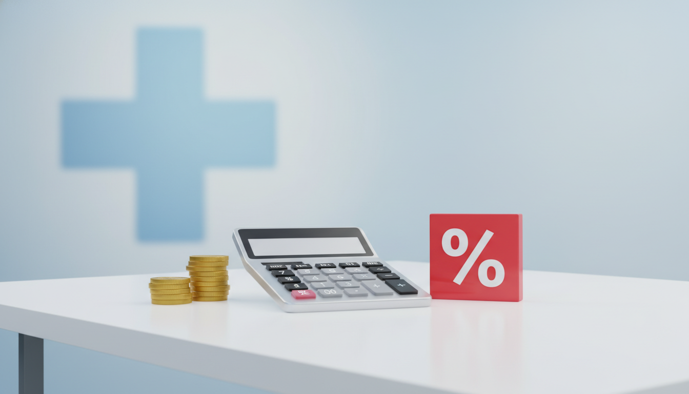A conceptual 3D illustration representing financial support and cost savings in medical care. A slee